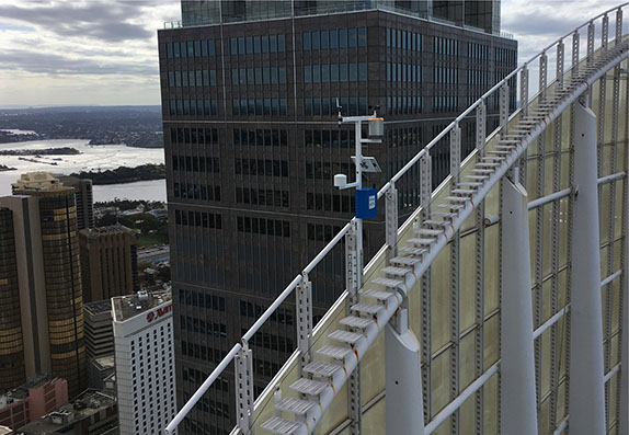 Environdata microclimate weather station located on a high-rise building in a CBD