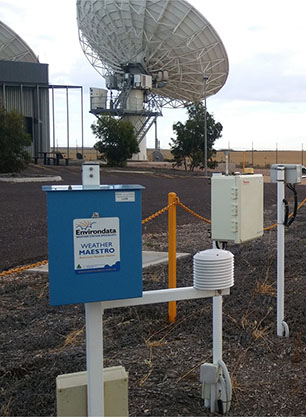 Environdata Weather Maestro weather station with dust monitor located at a satellite earth station